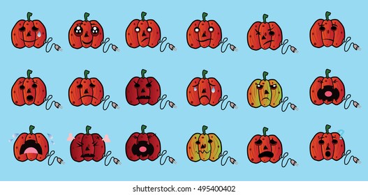 pumpkin icon element set for Halloween. vector illustration