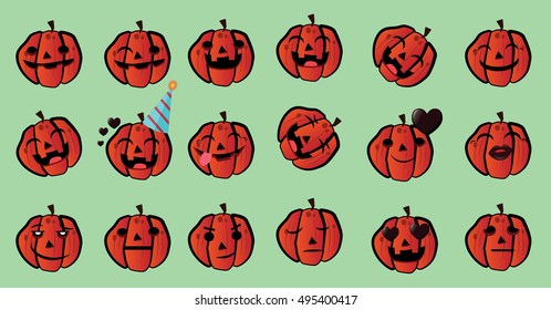 pumpkin icon element set for Halloween. vector illustration