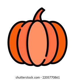 Pumpkin icon. Filled outline design. Pumpkin isolated on white background. For presentation, graphic design, mobile application. Vector Illustration.