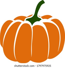 Pumpkin Icon. Flat Color Design. Vector Illustration.