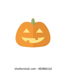 Pumpkin icon in flat color style. Halloween autumn celebration 