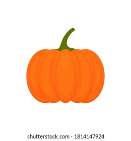 Pumpkin icon in flat style. Isolated object. Pumpkin logo. Organic food. Vector illustration.
