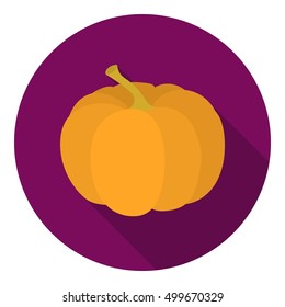 Pumpkin icon in flat style isolated on white background. Canadian Thanksgiving Day symbol stock vector illustration.
