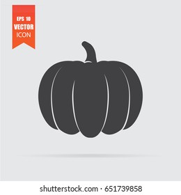 Pumpkin icon in flat style isolated on grey background. For your design, logo. Vector illustration.