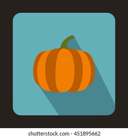 Pumpkin icon in flat style on a baby blue background