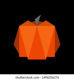 Pumpkin icon geometric vector, pumpkin sign on black background