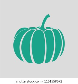 Pumpkin icon. Gray background with green. Vector illustration.