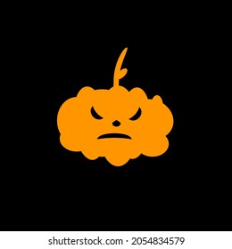 Pumpkin icon Halloween black background 