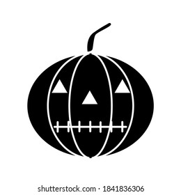 Pumpkin icon from halloween. Multi color silhouette. With the mouth closed or sewn.