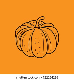 Pumpkin icon. Halloween pumpkins.Vector illustration.Isolated vector object on orange background.