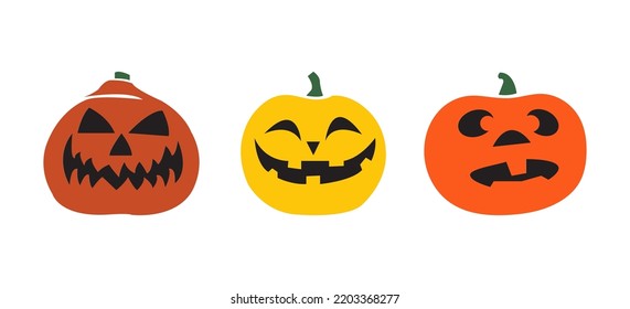 Pumpkin icon for Halloween. Halloween icon. Simple, flat in color. Bats.