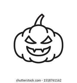 Pumpkin icon, Halloween symbol in trendy outline style design. Vector graphic illustration. Suitable for website design, logo, app, and ui. Editable vector stroke. EPS 10.