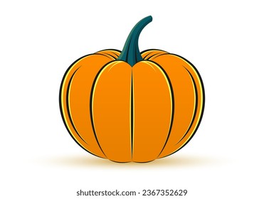 Pumpkin icon. Halloween, thanksgiving, autumn or harvest symbol. Cute cartoon vegetable. Orange squash or gourd logo. Vector illustration.