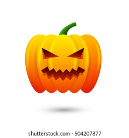 Pumpkin icon for happy halloween. Isolated on white background. Vector Illustration