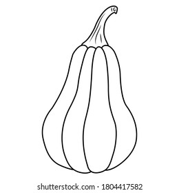 Pumpkin icon. Isolated black outline on white background. Vector illustration. Simple design. Ideal for use as an additional design, banners, cards, prints, textiles, logo, labels, and creatives ideas