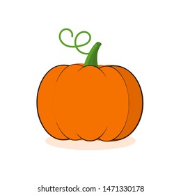 Pumpkin icon isolated on white background vector illustration. cute cartoon vegetable in flat style.