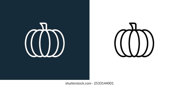 Icono de calabaza aislado en colores blanco y negro Icono de Vector lineal de contorno de calabaza de colección vegetariana para App móviles, Web y UI.