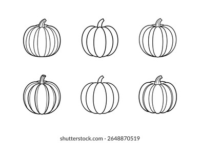 pumpkin icon line art vector illustration