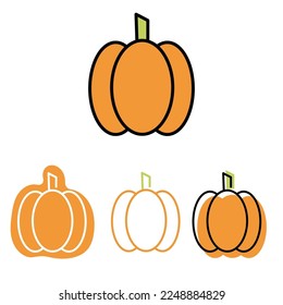 Icono de calabaza en estilo de línea aislado en fondo blanco.