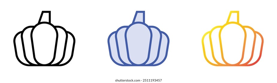 pumpkin icon. Linear, Blue Fill and Gradient Style Design Isolated On White Background