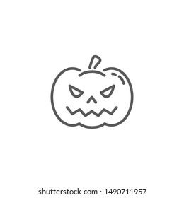 Pumpkin icon in linear style on white background. Editable stroke. Vector illustration.