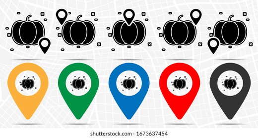 Pumpkin icon in location set. Simple glyph, flat illustration element of agriculture theme icons