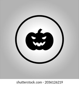 pumpkin icon or logo. The main symbol of the Happy Halloween holiday. Orange pumpkin with smile for your design for the holiday Halloween. Vector illustration.