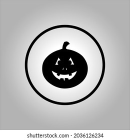 pumpkin icon or logo. The main symbol of the Happy Halloween holiday. Orange pumpkin with smile for your design for the holiday Halloween. Vector illustration.