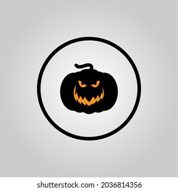 pumpkin icon or logo. The main symbol of the Happy Halloween holiday. Orange pumpkin with smile for your design for the holiday Halloween. Vector illustration.