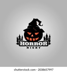 pumpkin icon or logo. The main symbol of the Happy Halloween holiday. Orange pumpkin with smile for your design for the holiday Halloween. Vector illustration.