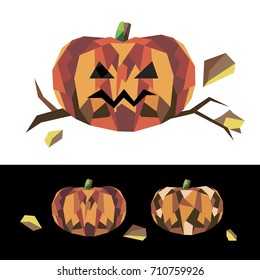 Pumpkin icon in low-poly style