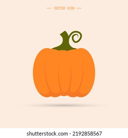 Pumpkin icon. The main symbol of the holiday Halloween. Holiday on October 31st. Isolated vector illustration.