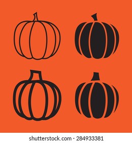 Pumpkin icon in many size linear style