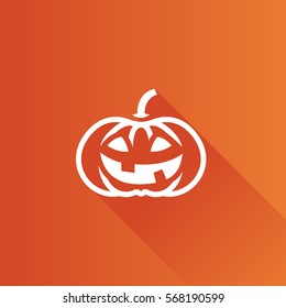 Pumpkin icon in Metro user interface color style. Halloween autumn celebration