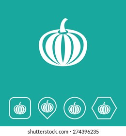 Pumpkin Icon on Flat UI Colors with Different Shapes. Eps-10.