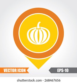 Pumpkin Icon On Map Pointer. Eps.-10.