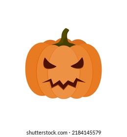 Icono de calabaza en un fondo blanco. Calabaza naranja con una sonrisa para tu diseño de Halloween. Ilustración vectorial.