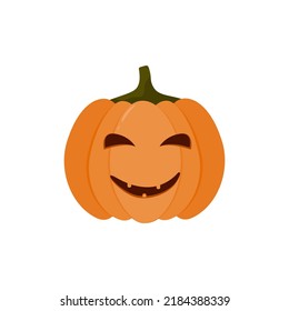 Pumpkin icon on a white background. Orange pumpkin with a smile for your Halloween design. Vector illustration.