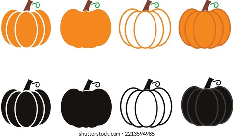 Pumpkin icon on white background. Pumpkin squash for Halloween. Thanksgiving sign. 