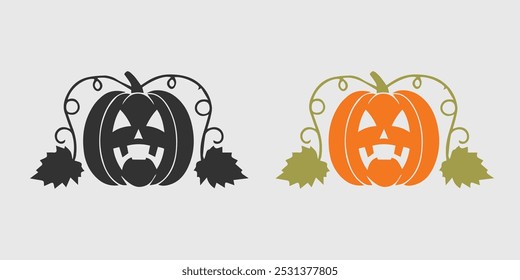 Pumpkin icon on white background. Pumpkin squash for Halloween