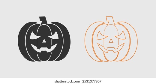 Pumpkin icon on white background. Pumpkin squash for Halloween