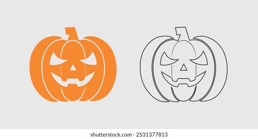 Pumpkin icon on white background. Pumpkin squash for Halloween