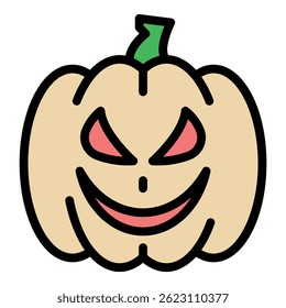 Pumpkin icon. Outline pumpkin vector icon color flat isolated