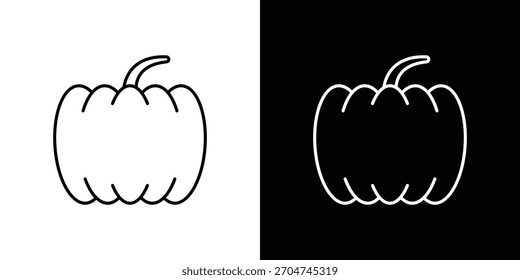 Pixel de icono de calabaza perfecto. Símbolo de contorno. Dibujo lineal simple.