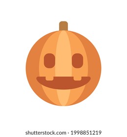 Pumpkin icon with scary face, flat icon vector illustration isolated on white background. for halloween themes, plants, nature and more