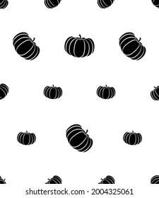Pumpkin Icon Seamless Pattern, Nutritious Pulp Orange Vegetable Food Icon Vector Art Illustration