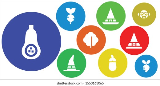 pumpkin icon set. 9 filled pumpkin icons.  Simple modern icons about  - Butternut squash, Turnip, Witch, Aubergine, Lettuce, Vampire