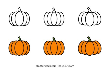Pumpkin icon set. Halloween pumpkin icons. Harvest thanksgiving