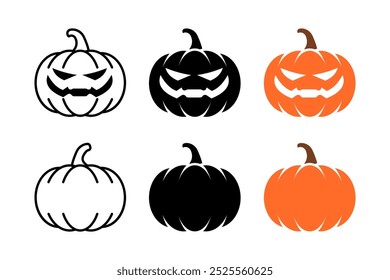 Pumpkin icon set. Halloween pumpkin sign. for mobile concept and web design. vector illustration on white background