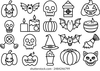 pumpkin icon set	Line Icon. Editable Stroke.